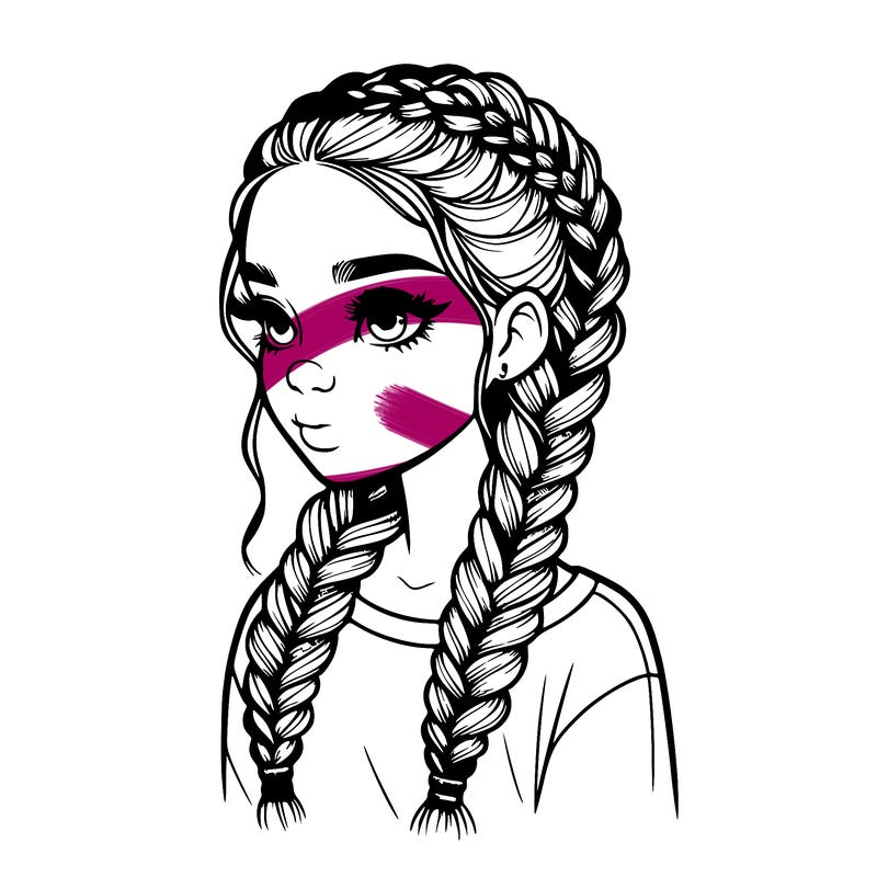 realistic girl with braids