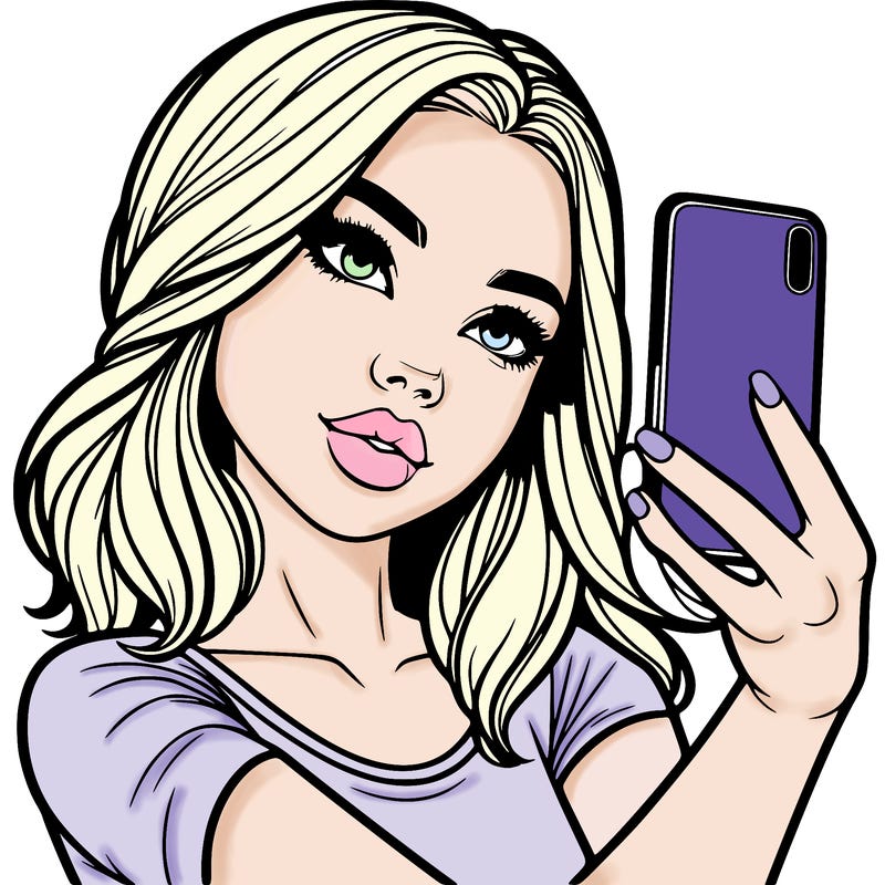 realistic girl takeing a selfie