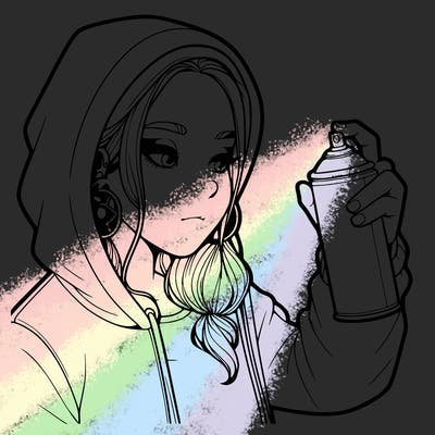 a realistic girl, spray painting