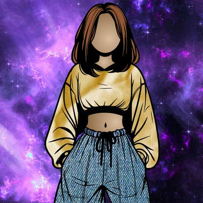 realistic girl faceless with baggy pants and a crop top