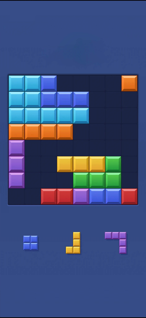 Block Blast - Fun Block Games - Rejilla de puzzle de bloques coloridos con varias piezas con formas en el juego móvil Block Blast
