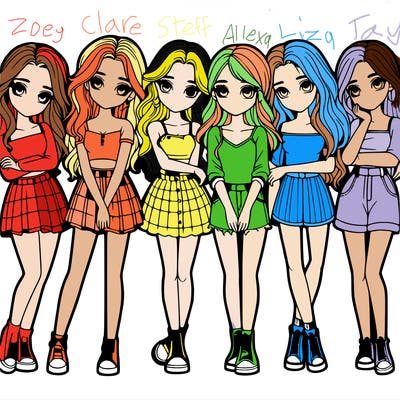 a group of girls realistic