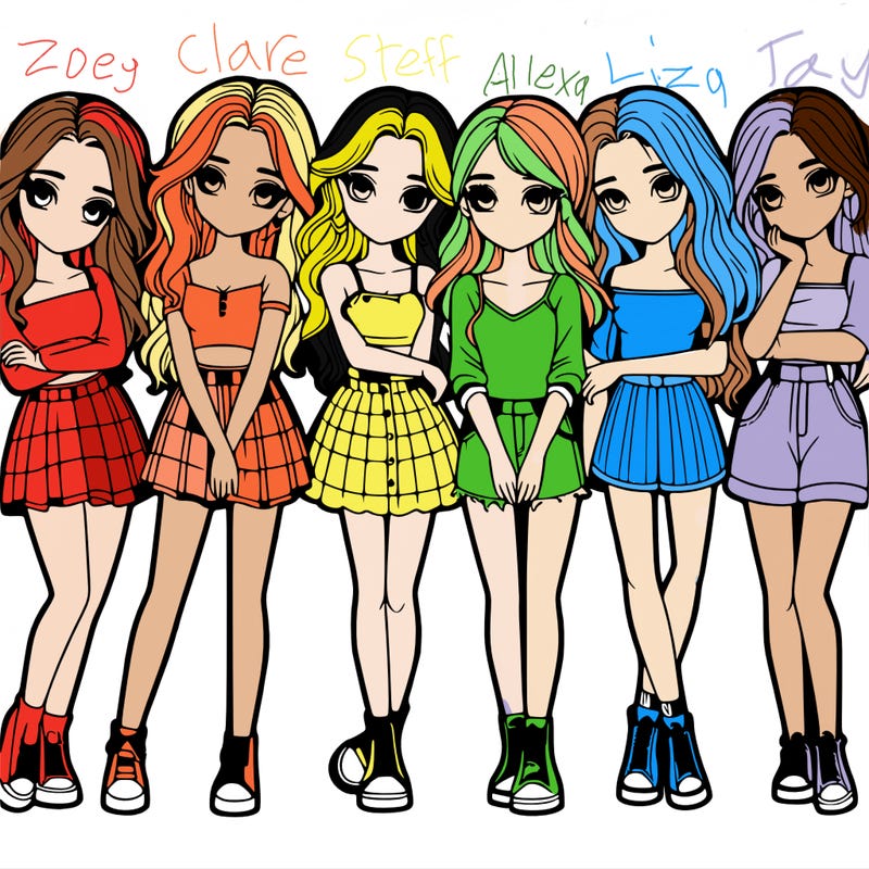 a group of girls realistic