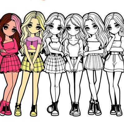 a group of girls realistic