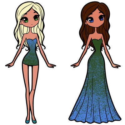 skinny woman in a small long flowing dress