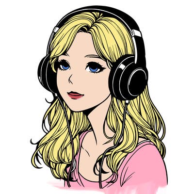 realistic young woman with headphones