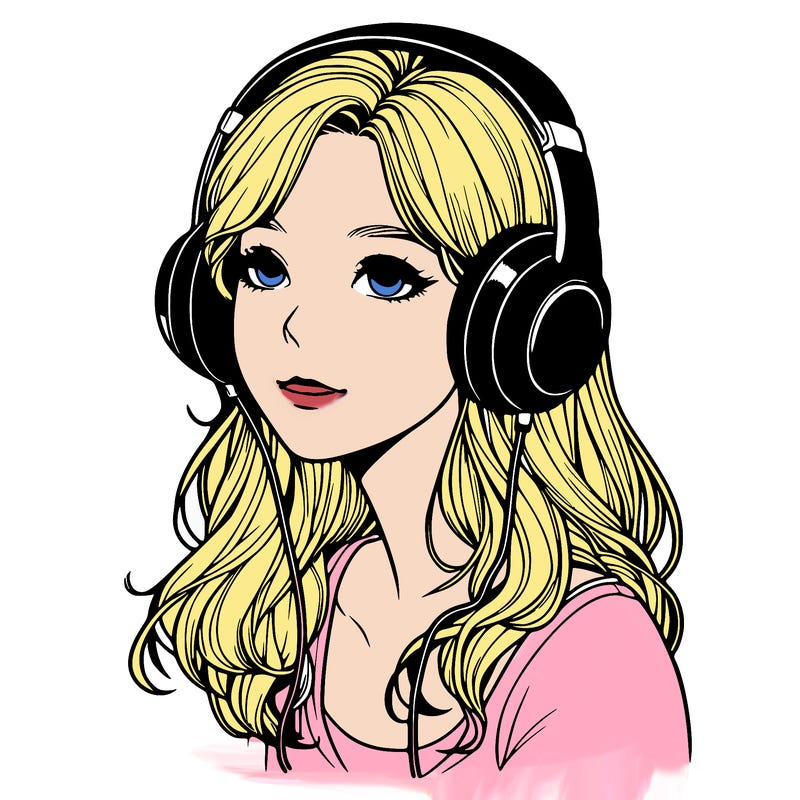 realistic young woman with headphones