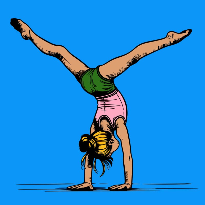 realistic gymnastic hand stand girl in four splits