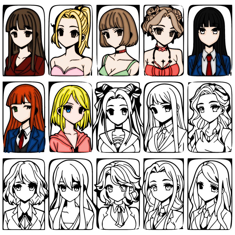 girls that look diffrent anime