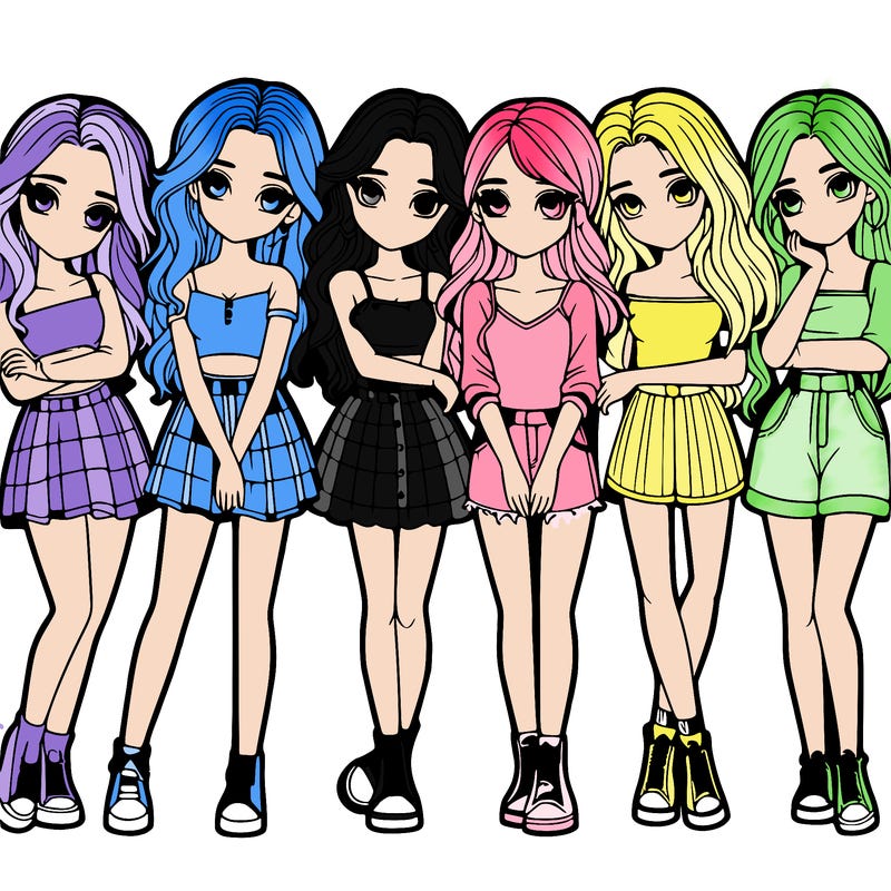 a group of girls realistic