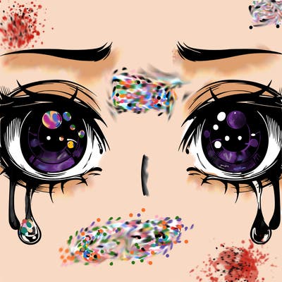 realistic eyes with tears