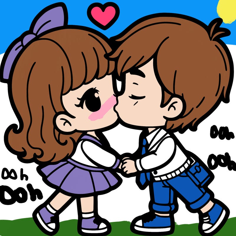 girl and boy kissing