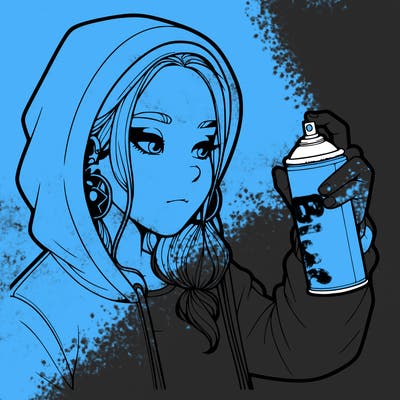 a realistic girl, spray painting