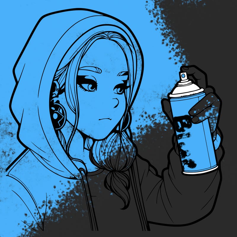 a realistic girl, spray painting