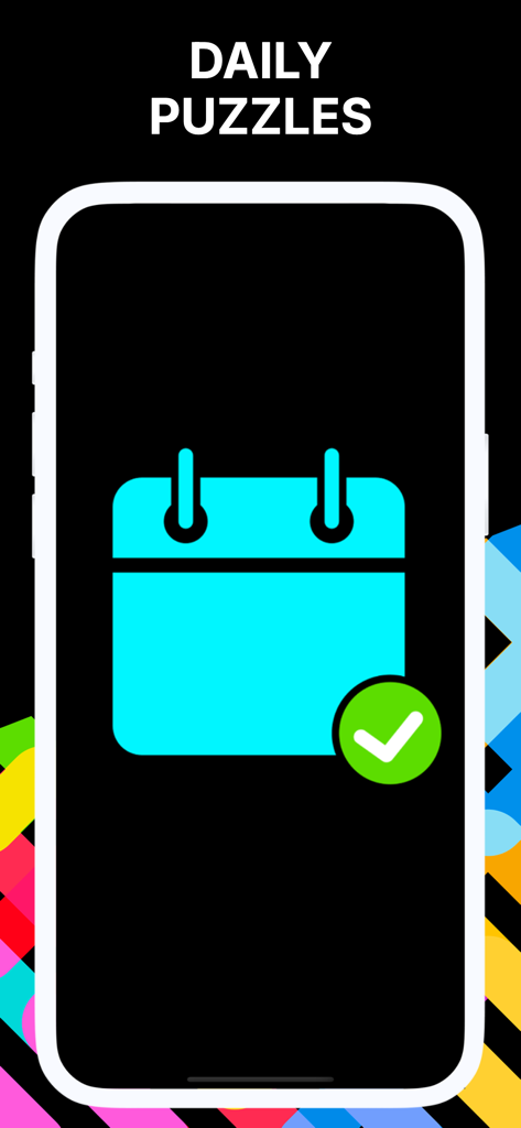 Senior brain games BlockMind - Calendario de puzzles cognitivos diarios con una marca de verificación de finalización para el entrenamiento cerebral de personas mayores.