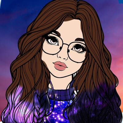 girl with long hair and freckles and glasses realistic