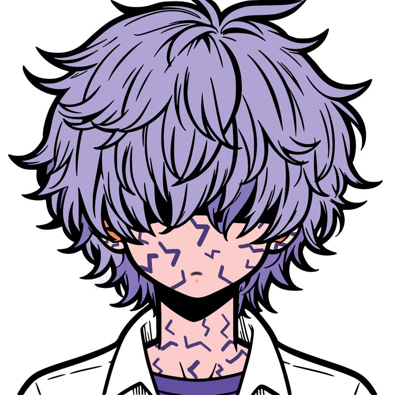 manga boy fluffy hair covering his eyes