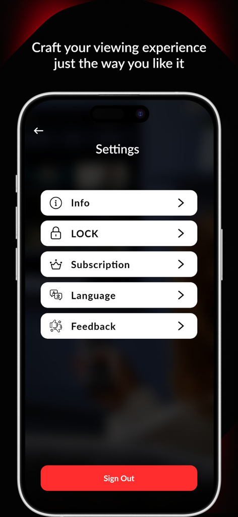 ORA: IPTV Player - Settings menu of ORA IPTV Player app showing language and subscription options