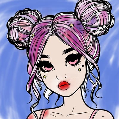 realistic girl with space buns