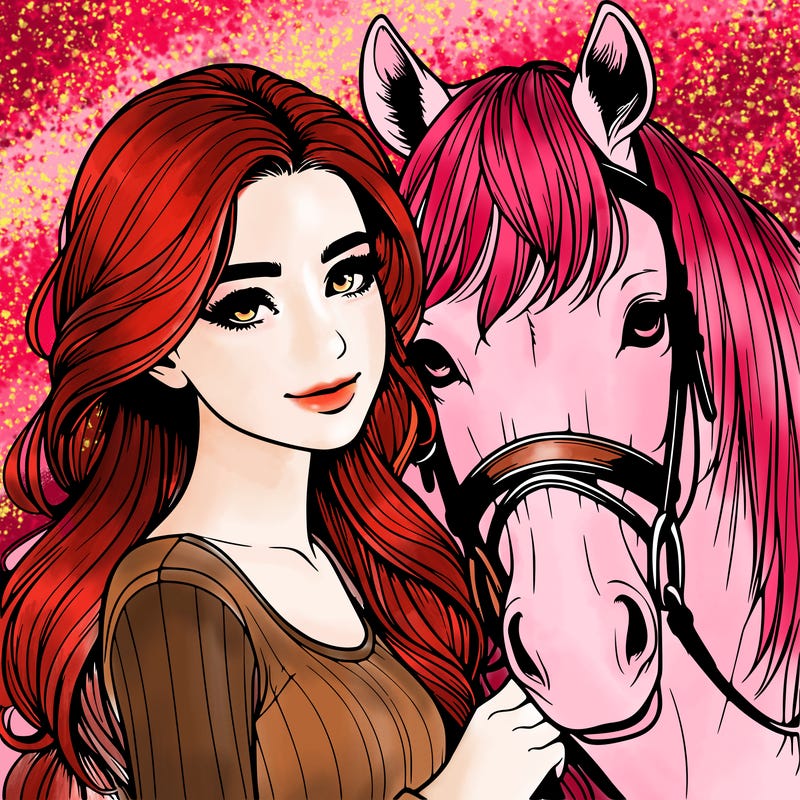 realistic girl with horse