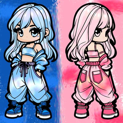 girl in crop top and baggy pants