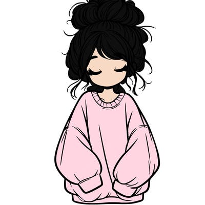 girl with baggy sweatshirt and messy bun