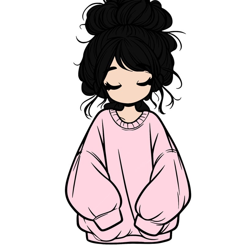 girl with baggy sweatshirt and messy bun