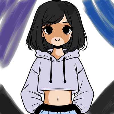 girl with a cropped hoodie on