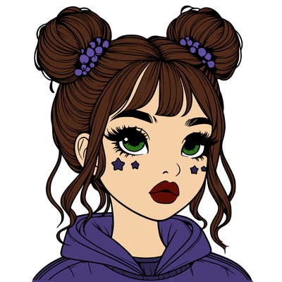 realistic girl with space buns