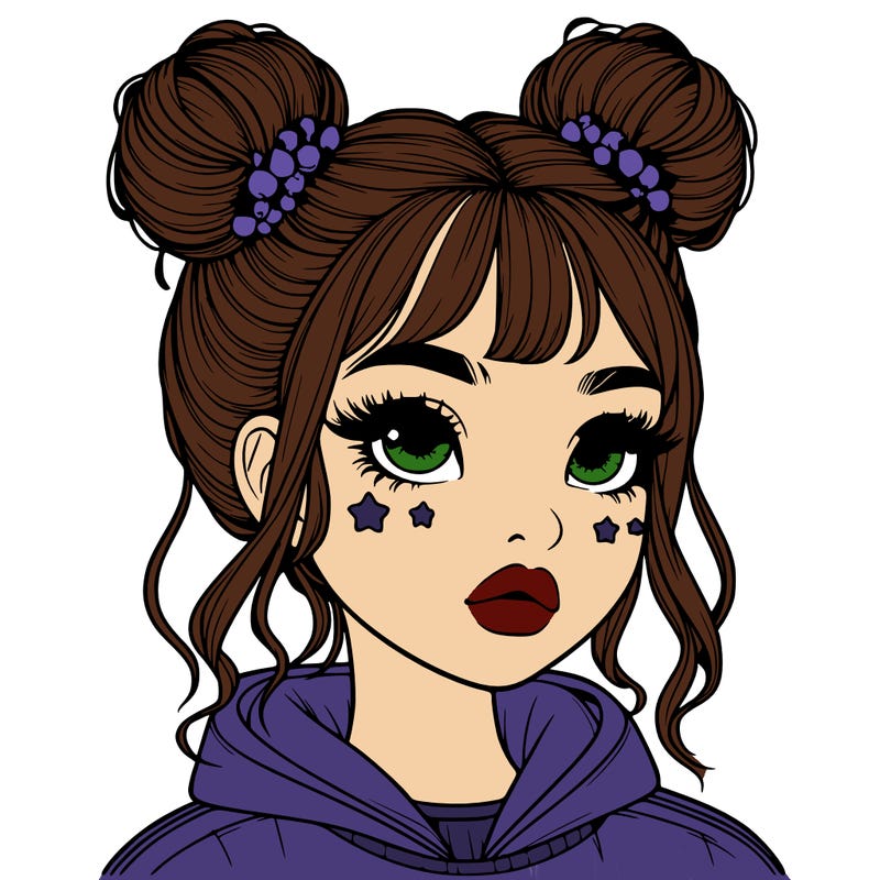 realistic girl with space buns