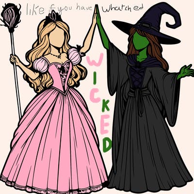 detailed realistic split of a princess and a witch