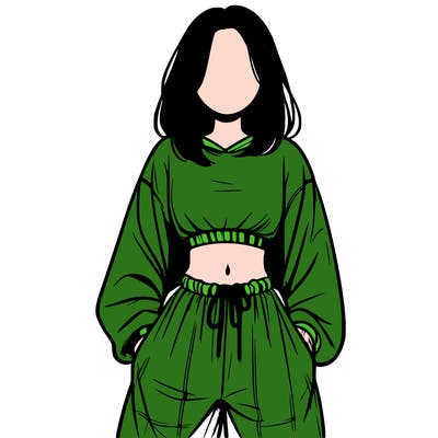 realistic girl faceless with baggy pants and a crop top