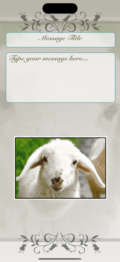 Happy Easter • Greeting cards - Digital Easter card editor interface with a lamb photo and message fields
