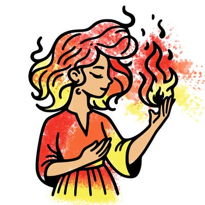 woman with fire