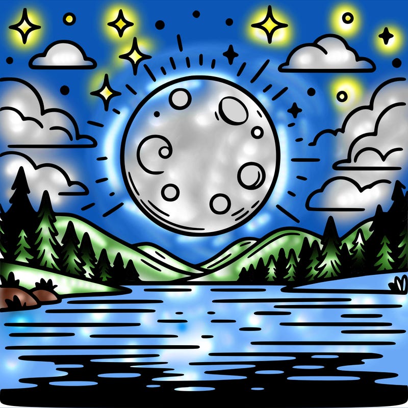 moonlight shining on a lake