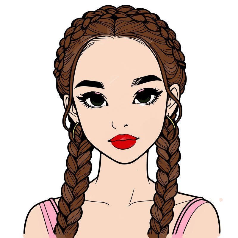 realistic girl with braids