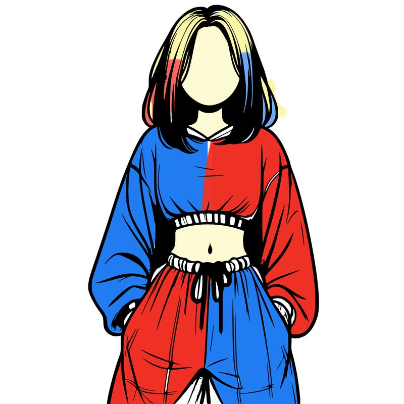 realistic girl faceless with baggy pants and a crop top