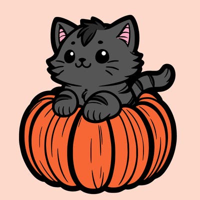 cat in a pumpkin