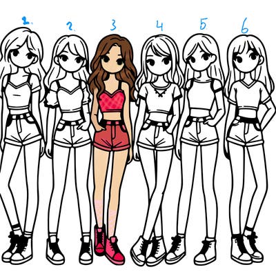 a group of girls wearing crop tops and shorts