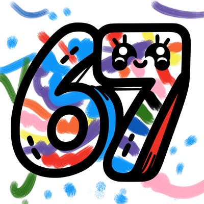 the numbers 67