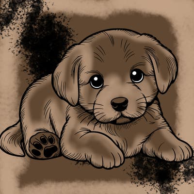 a cute realistic puppy