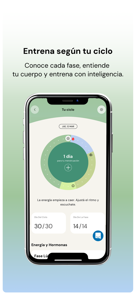 The Ginger Club - The Ginger Club app interface showing menstrual cycle tracking to personalize running workouts for women.