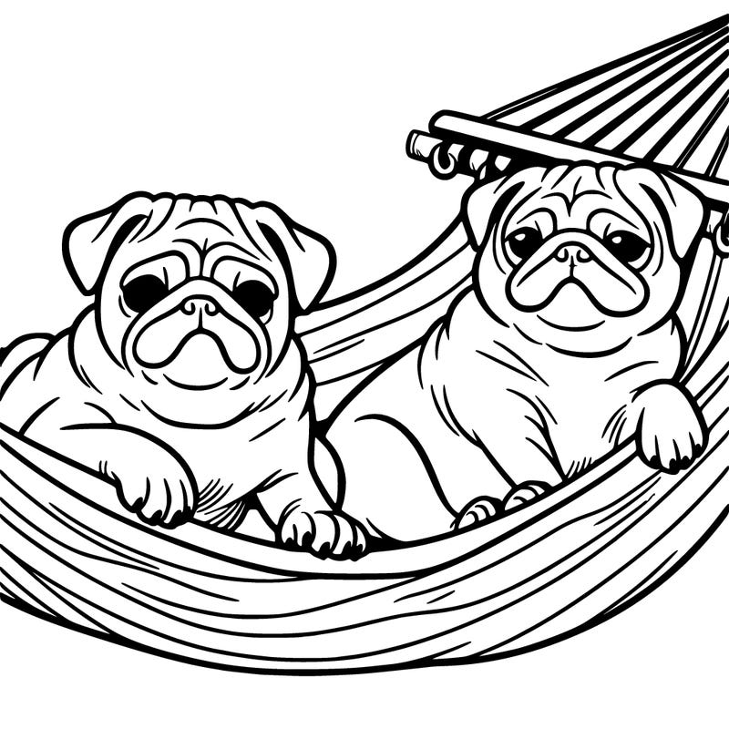 pugs on a hammock