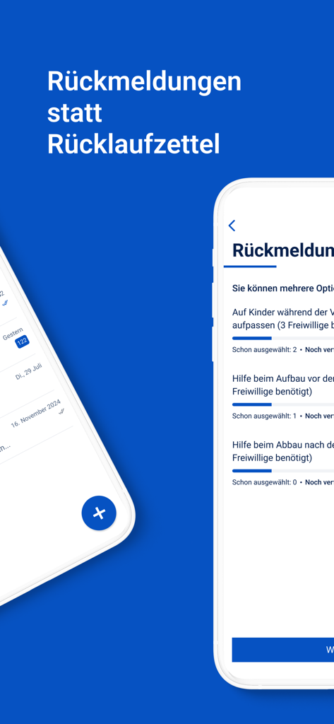 Smartphone displaying a digital feedback and volunteer signup screen for school events