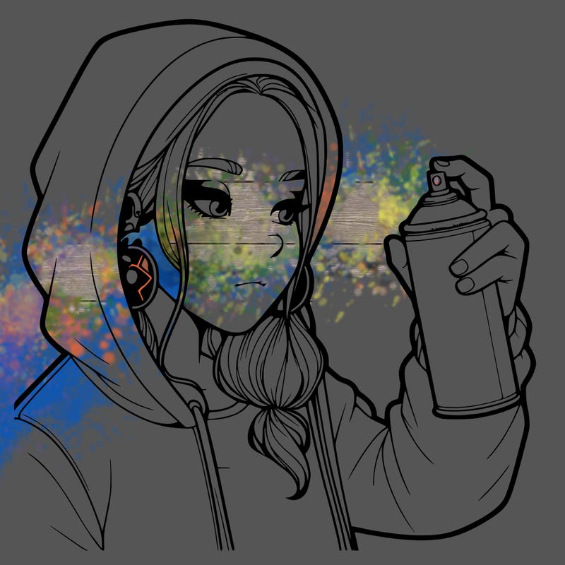 a realistic girl, spray painting