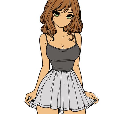 realistic girl in short dress