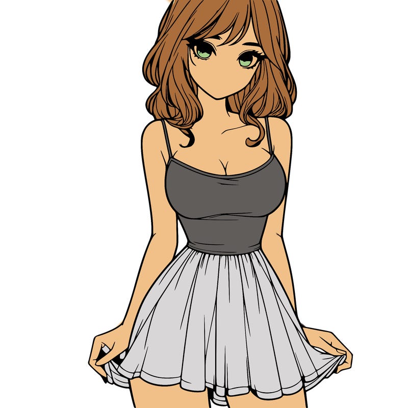 realistic girl in short dress