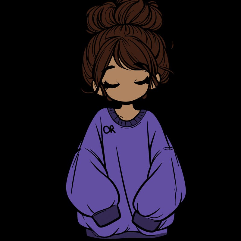 girl with baggy sweatshirt and messy bun