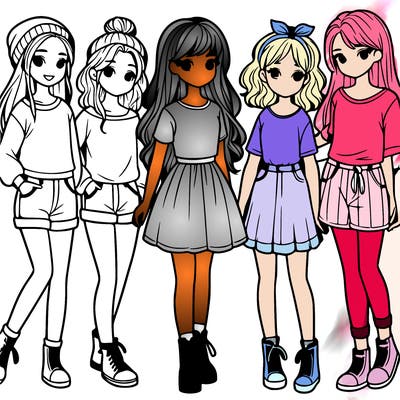 a group of five girls