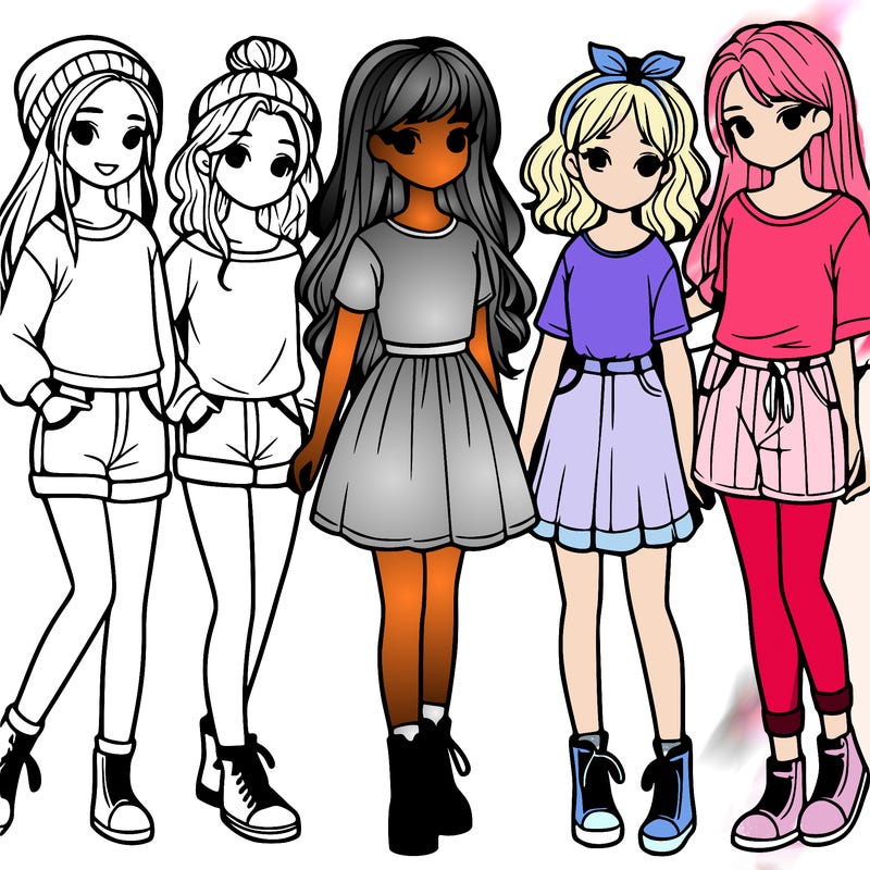 a group of five girls